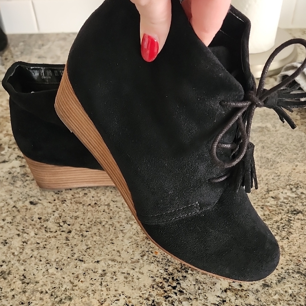 Dr. SCHOLL'S DAKOTA Black Suede Women's Wedge Ankle Boots SIZE 7.5